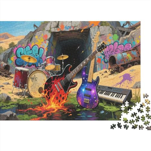 E-Gitarre 1000 Teile Puzzle Puzzle Erwachsene Felsen Instrument Pädagogisches Spiel Herausforderung Home DekoRatteion Geschenke Für Erwachsene 1000pcs (75x50cm) von VGDKAOBM