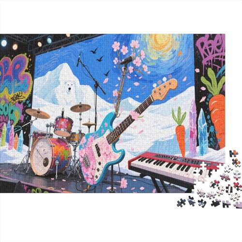 E-Gitarre 1000 Teile Puzzle Puzzle Erwachsene Felsen Instrument Puzzlespiel-Herausforderung Pädagogisches Spiel Herausforderung Home DekoRatteion Geschenke Für Erwachsene 1000pcs (75x50cm) von VGDKAOBM