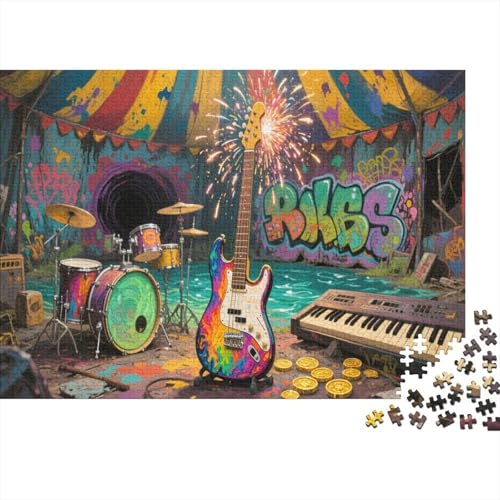 E-Gitarre 1000 Teile Puzzle Puzzle Erwachsene Felsen Instrument Puzzlespiel-Herausforderung Pädagogisches Spiel Herausforderung Home DekoRatteion Schöne Geschenkidee 1000pcs (75x50cm) von VGDKAOBM