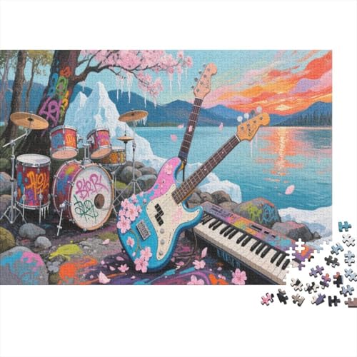 E-Gitarre 1000 Teile Puzzle Puzzle Erwachsene Felsen Instrument Puzzlespiel-Herausforderung Pädagogisches Spiel Herausforderung Home DekoRatteion Schöne Geschenkidee 1000pcs (75x50cm) von VGDKAOBM