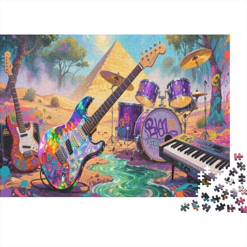 E-Gitarre 1000 Teile Puzzle Puzzles Für Erwachsene Felsen Instrument Pädagogisches Spiel Herausforderung Home DekoRatteion Geschenke Für Erwachsene 1000pcs (75x50cm) von VGDKAOBM