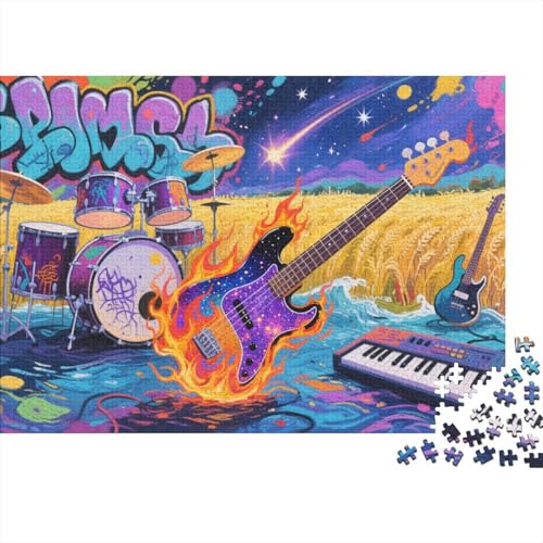 E-Gitarre 1000 Teile Puzzle Puzzles Für Erwachsene Felsen Instrument Pädagogisches Spiel Herausforderung Wohnungseinrichtung Schöne Geschenkidee 1000pcs (75x50cm) von VGDKAOBM