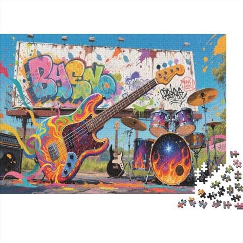 E-Gitarre 1000 Teile Puzzles Puzzle Erwachsene Felsen Instrument Pädagogisches Spiel Herausforderung HeimdekoRatteion Geschenke Geschenke Für Erwachsene 1000pcs (75x50cm) von VGDKAOBM