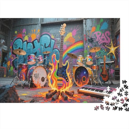 E-Gitarre 1000 Teile Puzzles Puzzle Erwachsene Felsen Instrument Pädagogisches Spiel Herausforderung HeimdekoRatteion Geschenke Geschenke Für Erwachsene 1000pcs (75x50cm) von VGDKAOBM