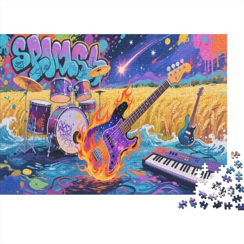 E-Gitarre 1000 Teile Puzzles Puzzle Erwachsene Felsen Instrument Pädagogisches Spiel Herausforderung HeimdekoRatteion Geschenke Geschenke Für Erwachsene 1000pcs (75x50cm) von VGDKAOBM