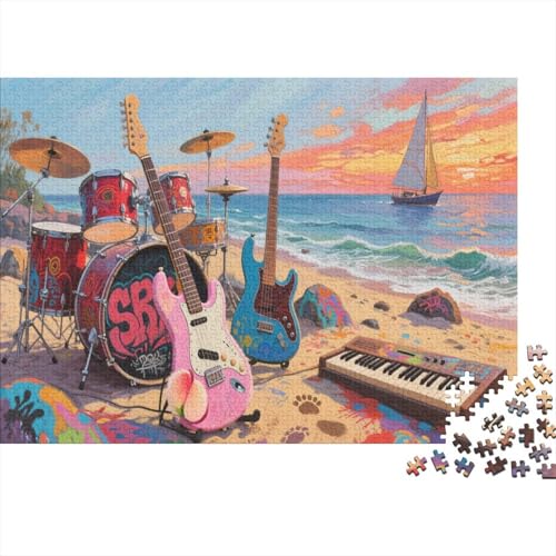 E-Gitarre 1000 Teile Puzzles Puzzle Erwachsene Felsen Instrument Pädagogisches Spiel Herausforderung HeimdekoRatteion Geschenke Schöne Geschenkidee 1000pcs (75x50cm) von VGDKAOBM