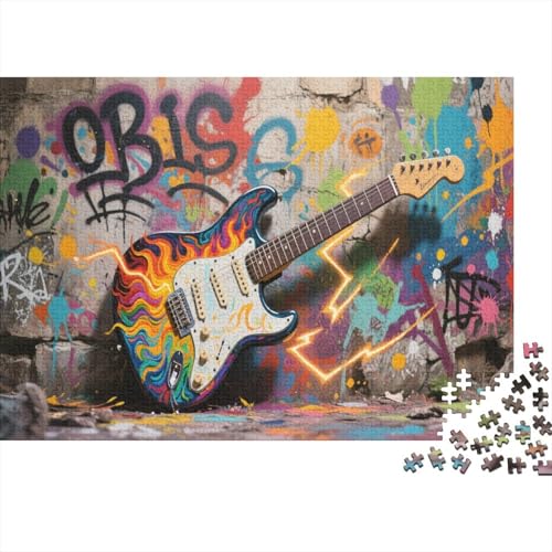 E-Gitarre 1000 Teile Puzzles Puzzle Erwachsene Felsen Instrument Puzzlespiel-Herausforderung Pädagogisches Spiel Herausforderung Wohnungseinrichtung Schöne Geschenkidee 1000pcs (75x50cm) von VGDKAOBM