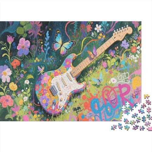 E-Gitarre 1000 Teile Puzzles Puzzle Erwachsene Felsen Instrument Puzzlespiel-Herausforderung Pädagogisches Spiel Herausforderung Wohnungseinrichtung Schöne Geschenkidee 1000pcs (75x50cm) von VGDKAOBM