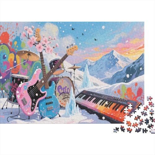 E-Gitarre 1000 Teile Puzzles Puzzle Erwachsene Felsen Instrument Puzzlespiel-Herausforderung Pädagogisches Spiel Herausforderung Wohnungseinrichtung Schöne Geschenkidee 1000pcs (75x50cm) von VGDKAOBM