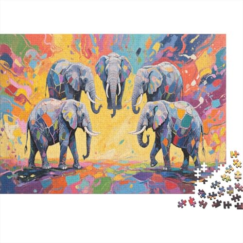 Elefant 1000 Stück Puzzle Puzzle Erwachsene Pädagogisches Spiel Herausforderung Wohnungseinrichtung Schöne Geschenkidee 1000pcs (75x50cm) von VGDKAOBM