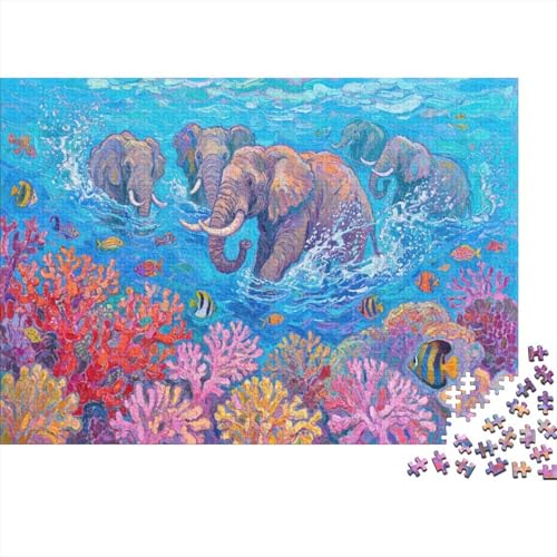 Elefant 1000 Stück Puzzle Puzzle Erwachsene Pädagogisches Spiel Herausforderung Wohnungseinrichtung Schöne Geschenkidee 1000pcs (75x50cm) von VGDKAOBM