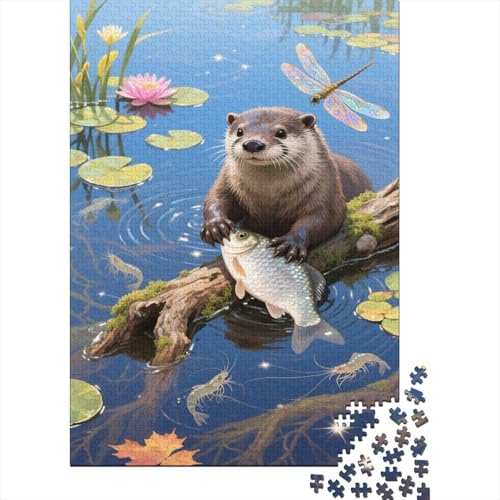 Europäischer Otter 1000 Teile Puzzles Puzzles Für Erwachsene Pädagogisches Spiel Herausforderung Wohnungseinrichtung Schöne Geschenkidee 1000pcs (75x50cm) von VGDKAOBM
