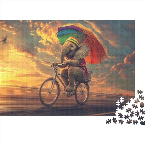 Fahrrad Fahrender Elefant 1000 Teile Puzzle Puzzles Für Erwachsene Pädagogisches Spiel Herausforderung Wohnungseinrichtung Schöne Geschenkidee 1000pcs (75x50cm) von VGDKAOBM
