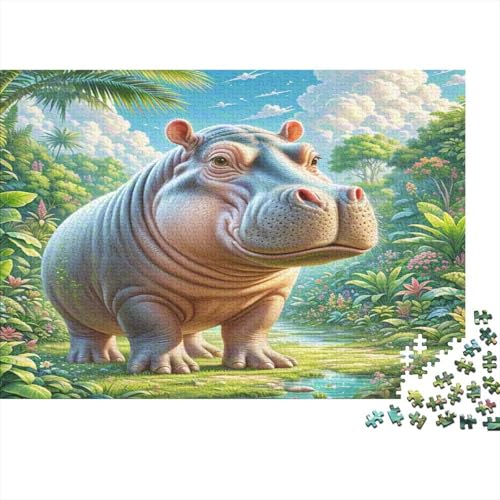 Flusspferd 1000 Stück Puzzle Puzzles Für Erwachsene Pädagogisches Spiel Herausforderung Wohnungseinrichtung Schöne Geschenkidee 1000pcs (75x50cm) von VGDKAOBM