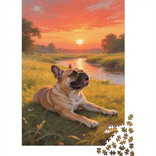Französische BullHundgege 1000 Stück Puzzle Puzzle Erwachsene Hund Puzzlespiel-Herausforderung Pädagogisches Spiel Herausforderung Wohnungseinrichtung Schöne Geschenkidee 1000pcs (75x50cm) von VGDKAOBM