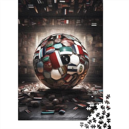 Fußball 1000 Teile Puzzles Puzzles Für Erwachsene Welt-Flaggen Puzzlespiel-Herausforderung Pädagogisches Spiel Herausforderung Wohnungseinrichtung Schöne Geschenkidee 1000pcs (75x50cm) von VGDKAOBM