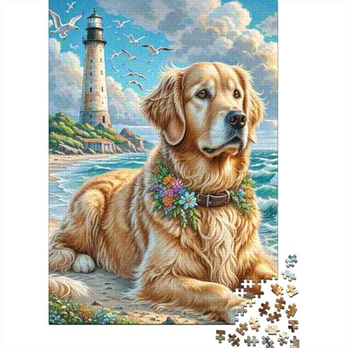Golden Retriever 1000 Stück Puzzle Puzzle Erwachsene Pädagogisches Spiel Herausforderung Home Dekoration Schöne Geschenkidee 1000pcs (75x50cm) von VGDKAOBM