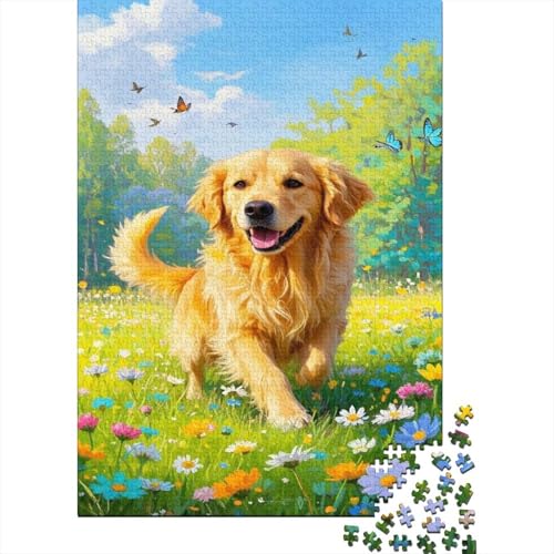 Golden Retriever 1000 Stück Puzzle Puzzles Für Erwachsene Pädagogisches Spiel Herausforderung Heimdekoration Geschenke Schöne Geschenkidee 1000pcs (75x50cm) von VGDKAOBM