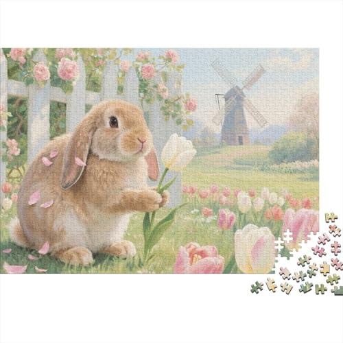 Hängeohrkaninchen 1000 Teile Puzzles Puzzles Für Erwachsene Puzzlespiel-Herausforderung Pädagogisches Spiel Herausforderung Home Dekoration Schöne Geschenkidee 1000pcs (75x50cm) von VGDKAOBM