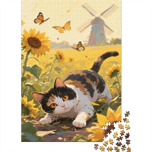 Katze 1000 Teile Puzzles Puzzles Für Erwachsene Katze Pädagogisches Spiel Herausforderung Wohnungseinrichtung Geschenke Für Erwachsene 1000pcs (75x50cm) von VGDKAOBM