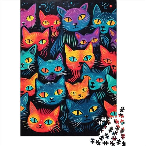 Katzes 1000 Stück Puzzle Puzzle Erwachsene Fashion Katze Puzzlespiel-Herausforderung Pädagogisches Spiel Herausforderung Wohnungseinrichtung Geschenke Für Erwachsene 1000pcs (75x50cm) von VGDKAOBM