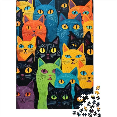 Katzes 1000 Teile Puzzle Puzzles Für Erwachsene Fashion Katze Pädagogisches Spiel Herausforderung Wohnungseinrichtung Schöne Geschenkidee 1000pcs (75x50cm) von VGDKAOBM