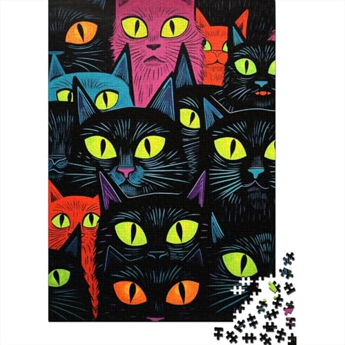 Katzes 1000 Teile Puzzles Puzzles Für Erwachsene Fashion Katze Puzzlespiel-Herausforderung Pädagogisches Spiel Herausforderung Wohnungseinrichtung Schöne Geschenkidee 1000pcs (75x50cm) von VGDKAOBM