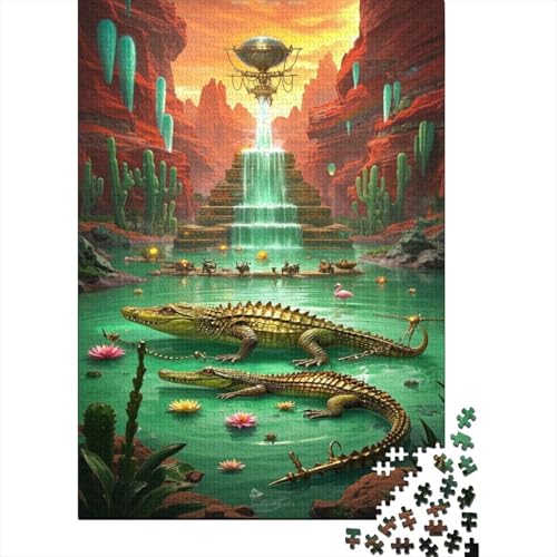 Krokodil 1000 Stück Puzzle Puzzle Erwachsene Puzzlespiel-Herausforderung Pädagogisches Spiel Herausforderung Home Dekoration Schöne Geschenkidee 1000pcs (75x50cm) von VGDKAOBM