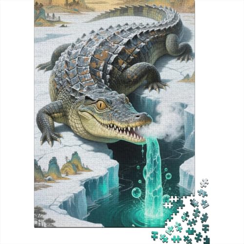Krokodil 1000 Teile Puzzles Puzzles Für Erwachsene Pädagogisches Spiel Herausforderung Home Dekoration Schöne Geschenkidee 1000pcs (75x50cm) von VGDKAOBM