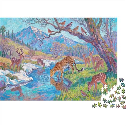 Leopard 1000 Stück Puzzle Puzzles Für Erwachsene Löwes Puzzlespiel-Herausforderung Pädagogisches Spiel Herausforderung Home Dekoration Geschenke Für Erwachsene 1000pcs (75x50cm) von VGDKAOBM