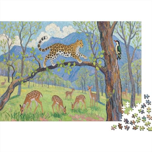 Leopard 1000 Teile Puzzles Puzzles Für Erwachsene Löwes Puzzlespiel-Herausforderung Pädagogisches Spiel Herausforderung Home Dekoration Schöne Geschenkidee 1000pcs (75x50cm) von VGDKAOBM
