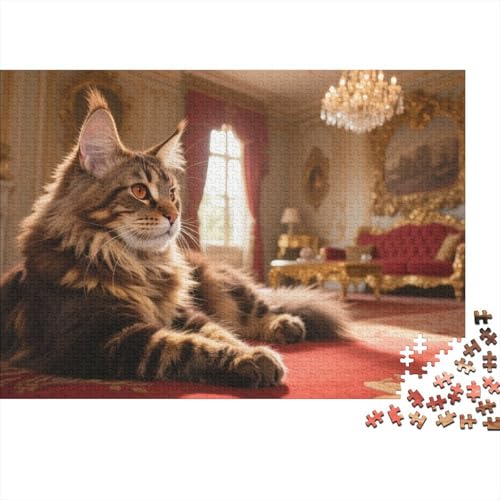 Maine-Coon-Katze 1000 Teile Puzzle Puzzles Für Erwachsene Puzzlespiel-Herausforderung Pädagogisches Spiel Herausforderung Home Dekoration Geschenke Für Erwachsene 1000pcs (75x50cm) von VGDKAOBM