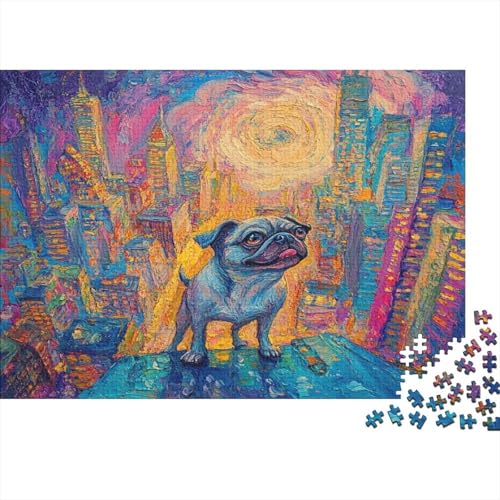 Mops 1000 Teile Puzzles Puzzles Für Erwachsene Pädagogisches Spiel Herausforderung Wohnungseinrichtung Schöne Geschenkidee 1000pcs (75x50cm) von VGDKAOBM