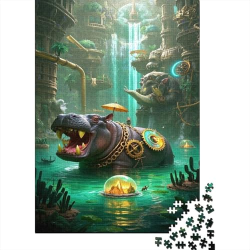 Nilpferd 1000 Teile Puzzle Puzzle Erwachsene Pädagogisches Spiel Herausforderung Home Dekoration Schöne Geschenkidee 1000pcs (75x50cm) von VGDKAOBM