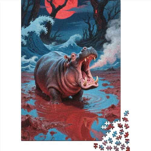 Nilpferd 1000 Teile Puzzle Puzzles Für Erwachsene Pädagogisches Spiel Herausforderung Wohnungseinrichtung Schöne Geschenkidee 1000pcs (75x50cm) von VGDKAOBM