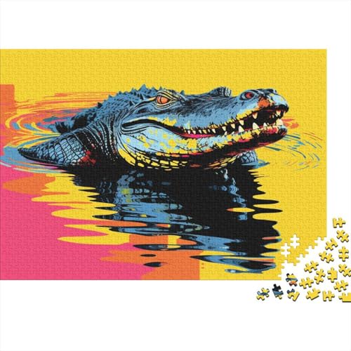 Oil Painting Krokodil 1000 Stück Puzzle Puzzle Erwachsene Pädagogisches Spiel Herausforderung Wohnungseinrichtung Geschenke Für Erwachsene 1000pcs (75x50cm) von VGDKAOBM