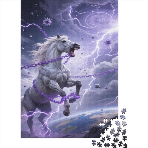 Pferd 1000 Stück Puzzle Puzzle Erwachsene Pferderennen Pädagogisches Spiel Herausforderung Home Dekoration Für Erwachsene Und Kinder Ab 14 Jahren 1000pcs (75x50cm) von VGDKAOBM