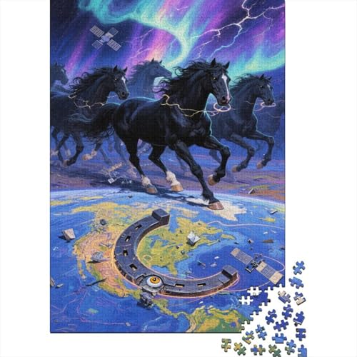Pferd 1000 Stück Puzzle Puzzles Für Erwachsene Pferderennen Pädagogisches Spiel Herausforderung Wohnungseinrichtung Geschenke Für Erwachsene 1000pcs (75x50cm) von VGDKAOBM