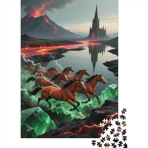 Pferd 1000 Teile Puzzle Puzzle Erwachsene Pferderennen Puzzlespiel-Herausforderung Pädagogisches Spiel Herausforderung Wohnungseinrichtung Schöne Geschenkidee 1000pcs (75x50cm) von VGDKAOBM