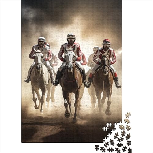 Pferderennen 1000 Stück Puzzle Puzzle Erwachsene Pferd Pädagogisches Spiel Herausforderung Home Dekoration Für Erwachsene Und Kinder Ab 14 Jahren 1000pcs (75x50cm) von VGDKAOBM