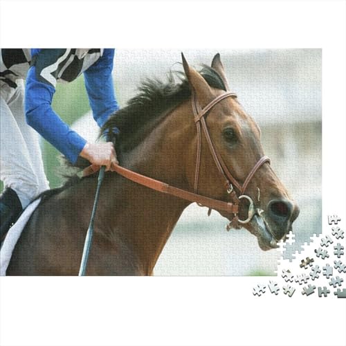 Pferderennen 1000 Teile Puzzle Puzzle Erwachsene Pädagogisches Spiel Herausforderung Wohnungseinrichtung Schöne Geschenkidee 1000pcs (75x50cm) von VGDKAOBM