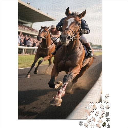 Pferderennen 1000 Teile Puzzle Puzzle Erwachsene Pferd Pädagogisches Spiel Herausforderung Heimdekoration Geschenke Schöne Geschenkidee 1000pcs (75x50cm) von VGDKAOBM