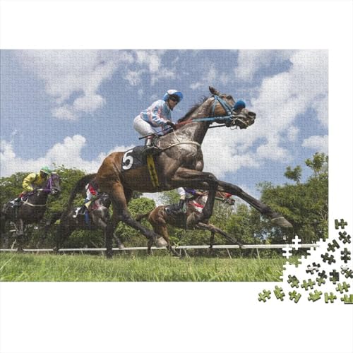 Pferderennen 1000 Teile Puzzle Puzzle Erwachsene Stute Puzzlespiel-Herausforderung Pädagogisches Spiel Herausforderung Home Dekoration Geschenke Für Erwachsene 1000pcs (75x50cm) von VGDKAOBM