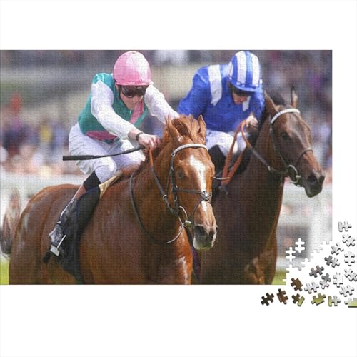 Pferderennen 1000 Teile Puzzles Puzzles Für Erwachsene Stute Pädagogisches Spiel Herausforderung Home Dekoration Geschenke Für Erwachsene 1000pcs (75x50cm) von VGDKAOBM