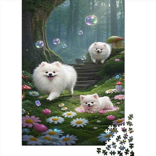 Pomeranian-Welpe 1000 Stück Puzzle Puzzle Erwachsene Pädagogisches Spiel Herausforderung Heimdekoration Geschenke Schöne Geschenkidee 1000pcs (75x50cm) von VGDKAOBM