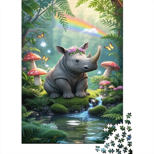 Rhinozeros 1000 Teile Puzzles Puzzle Erwachsene Pädagogisches Spiel Herausforderung Heimdekoration Geschenke Geschenke Für Erwachsene 1000pcs (75x50cm) von VGDKAOBM