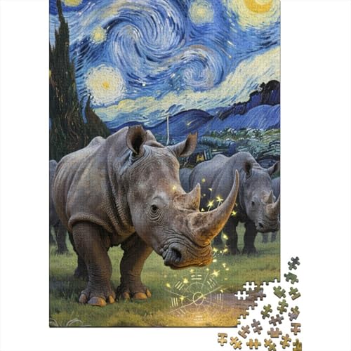 Rhinozeros 1000 Teile Puzzles Puzzle Erwachsene Pädagogisches Spiel Herausforderung Wohnungseinrichtung Geschenke Für Erwachsene 1000pcs (75x50cm) von VGDKAOBM