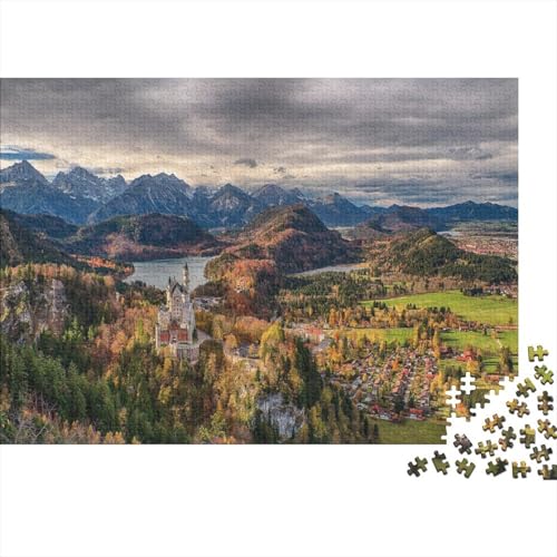 Schloss Neuschwanstein 1000 Teile Puzzles Puzzles Für Erwachsene Puzzlespiel-Herausforderung Pädagogisches Spiel Herausforderung Wohnungseinrichtung Schöne Geschenkidee 1000pcs (75x50cm) von VGDKAOBM