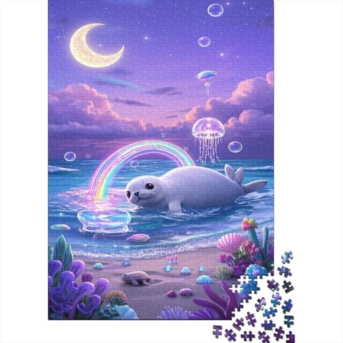 Seehund 1000 Stück Puzzle Puzzle Erwachsene Puzzlespiel-Herausforderung Pädagogisches Spiel Herausforderung Wohnungseinrichtung Geschenke Für Erwachsene 1000pcs (75x50cm) von VGDKAOBM