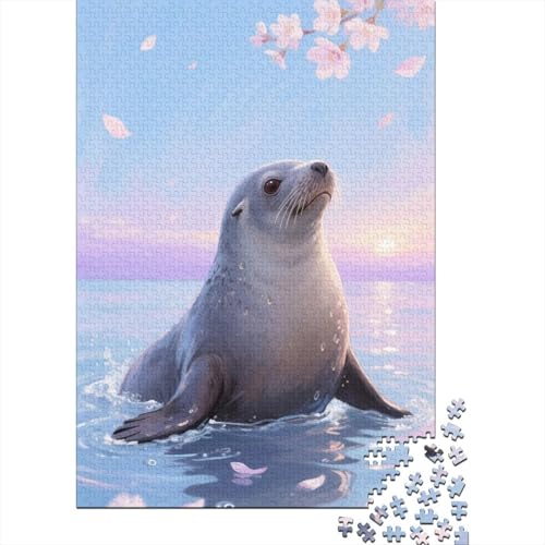 Seehund 1000 Teile Puzzle Puzzles Für Erwachsene Pädagogisches Spiel Herausforderung Wohnungseinrichtung Schöne Geschenkidee 1000pcs (75x50cm) von VGDKAOBM